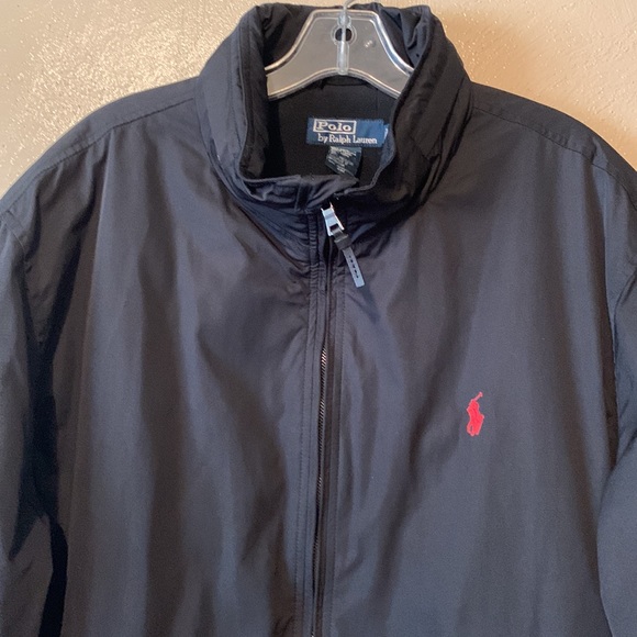 Polo by Ralph Lauren size XXL black coat red horse logo zipper pockets hood - Picture 9 of 11
